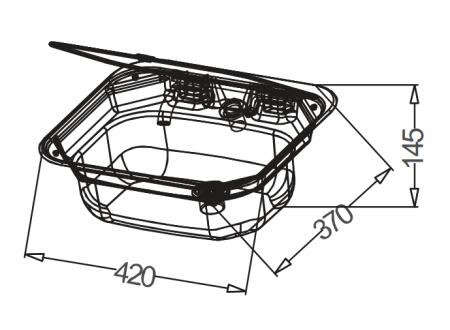 Раковина с крышкой GR-586 420x370мм со смесителем и сливом
